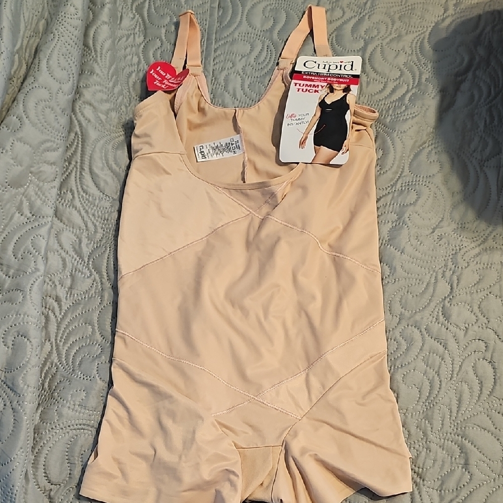 Cupid Extra Firm Control Boyshort Tummy Tuck Bodysuit -Plus Size